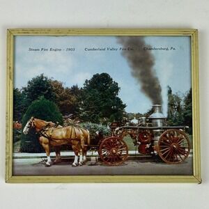 Chambersburg Dairy Co Framed Photo‎ Steam Fire Engine & Calendar Chambersburg PA